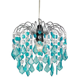 Teal Acrylic Easy Fit Pendant Light Shade with Chrome Metal Frame