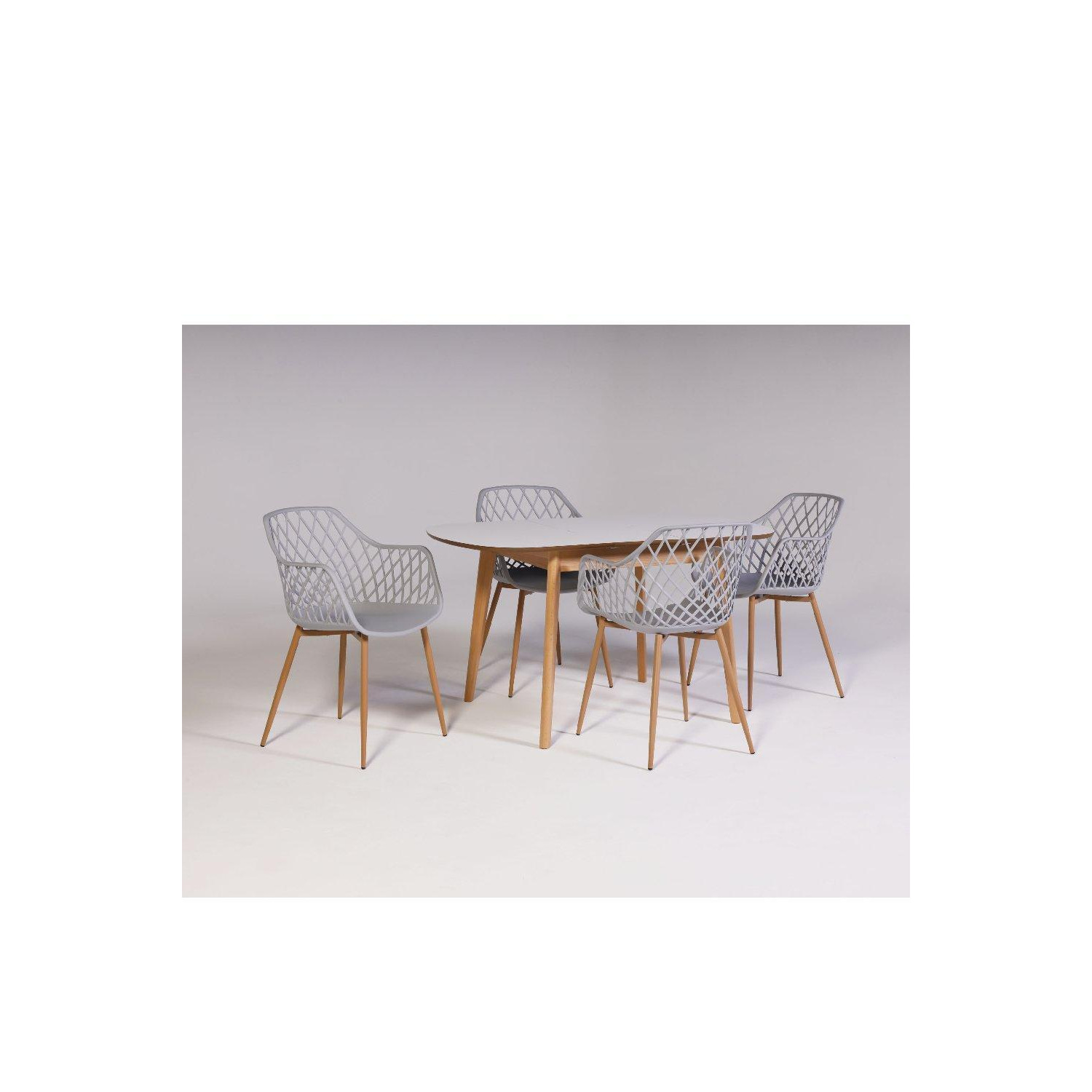 Abbey Extendable Dining Set with with 4 Arabella Chairs in Grey 106cm-136cm