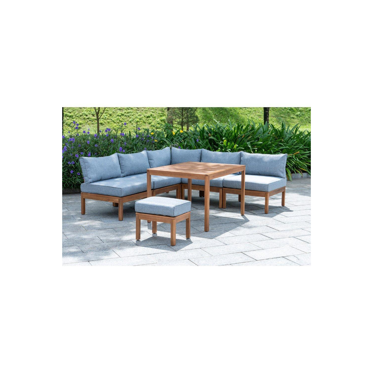 Cali - Wooden Garden Lounge Set with Stool - 6 Seats - image 1