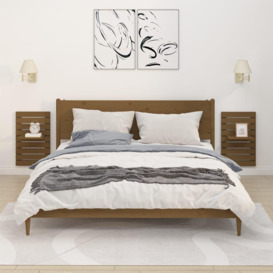 Wall-mounted Bedside Shelves 2 pcs Honey Brown Solid Wood Pine - thumbnail 1