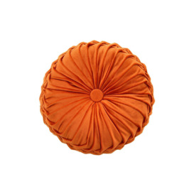 35cm Orange Round Velvet Pleated Pumpkin Throw Pillow - thumbnail 3