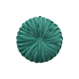 45cm Green Round Velvet Pleated Pumpkin Cushion - thumbnail 3