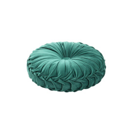 45cm Green Round Velvet Pleated Pumpkin Cushion - thumbnail 2