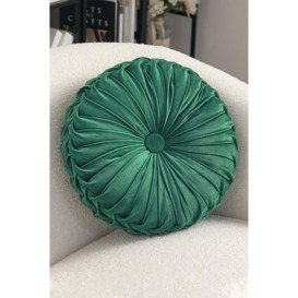 45cm Green Round Velvet Pleated Pumpkin Cushion - thumbnail 1