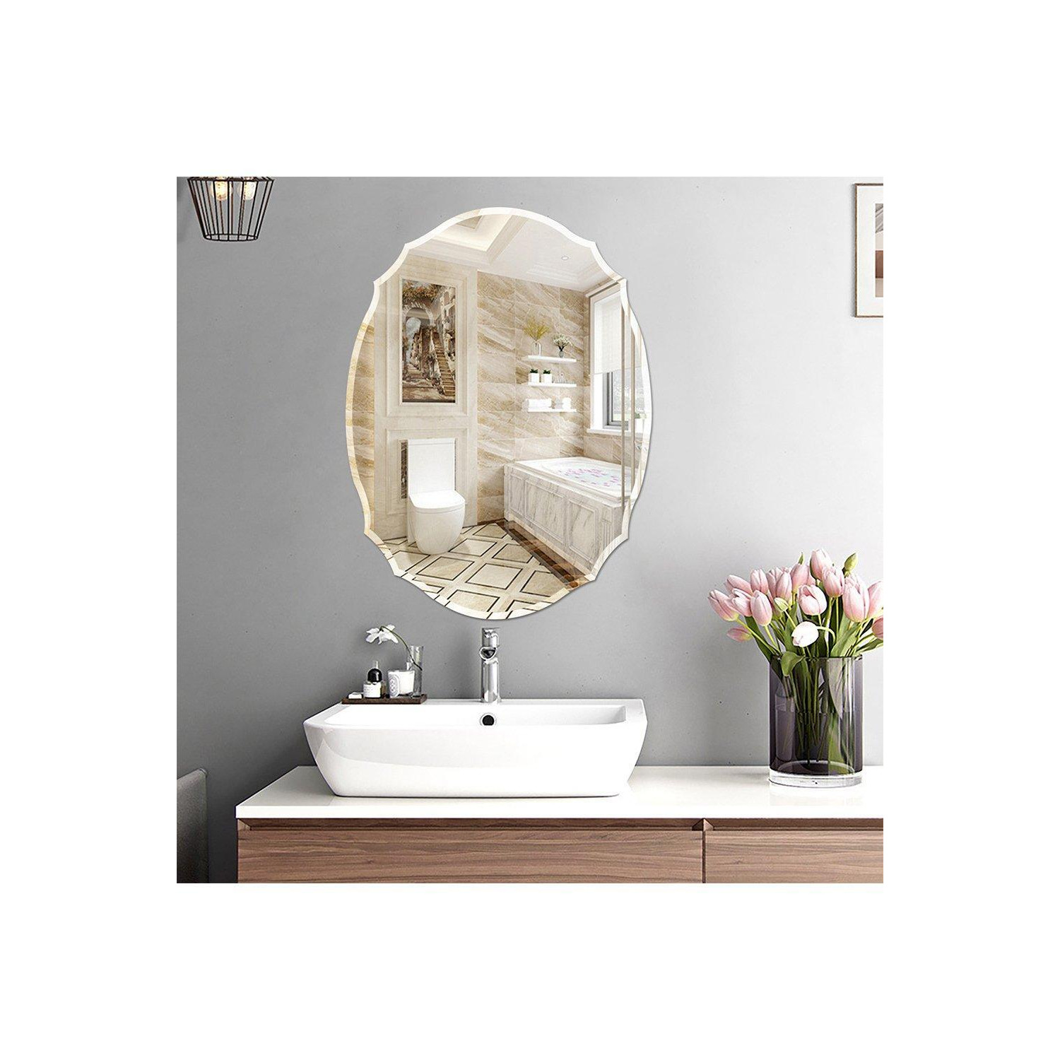 40cm W x 60cm H Modern Beveled Edge Frameless Special-Shaped Wall Mirror - image 1