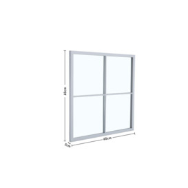 60cm W Square 4 Pane Window Mirror with White Metal Frame - thumbnail 3