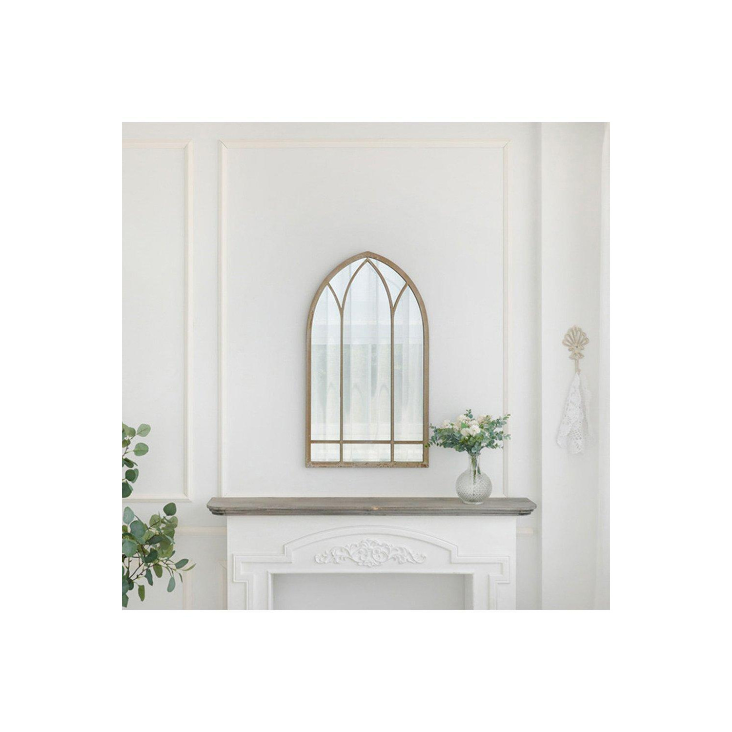 Arched Garden Decorative Window Mirror with Metal Frame - image 1