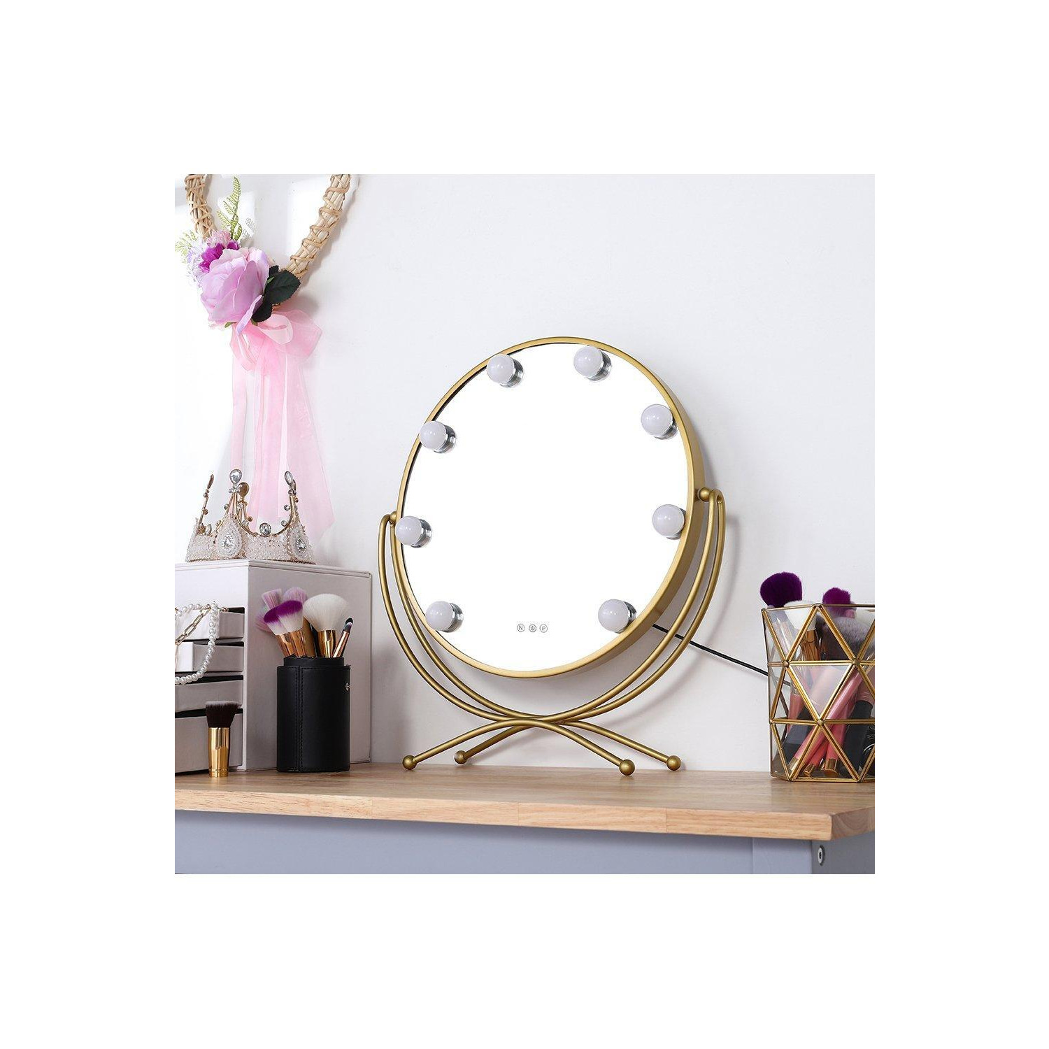 Luxurious Round Hollywood Vanity Mirror with LED Lights