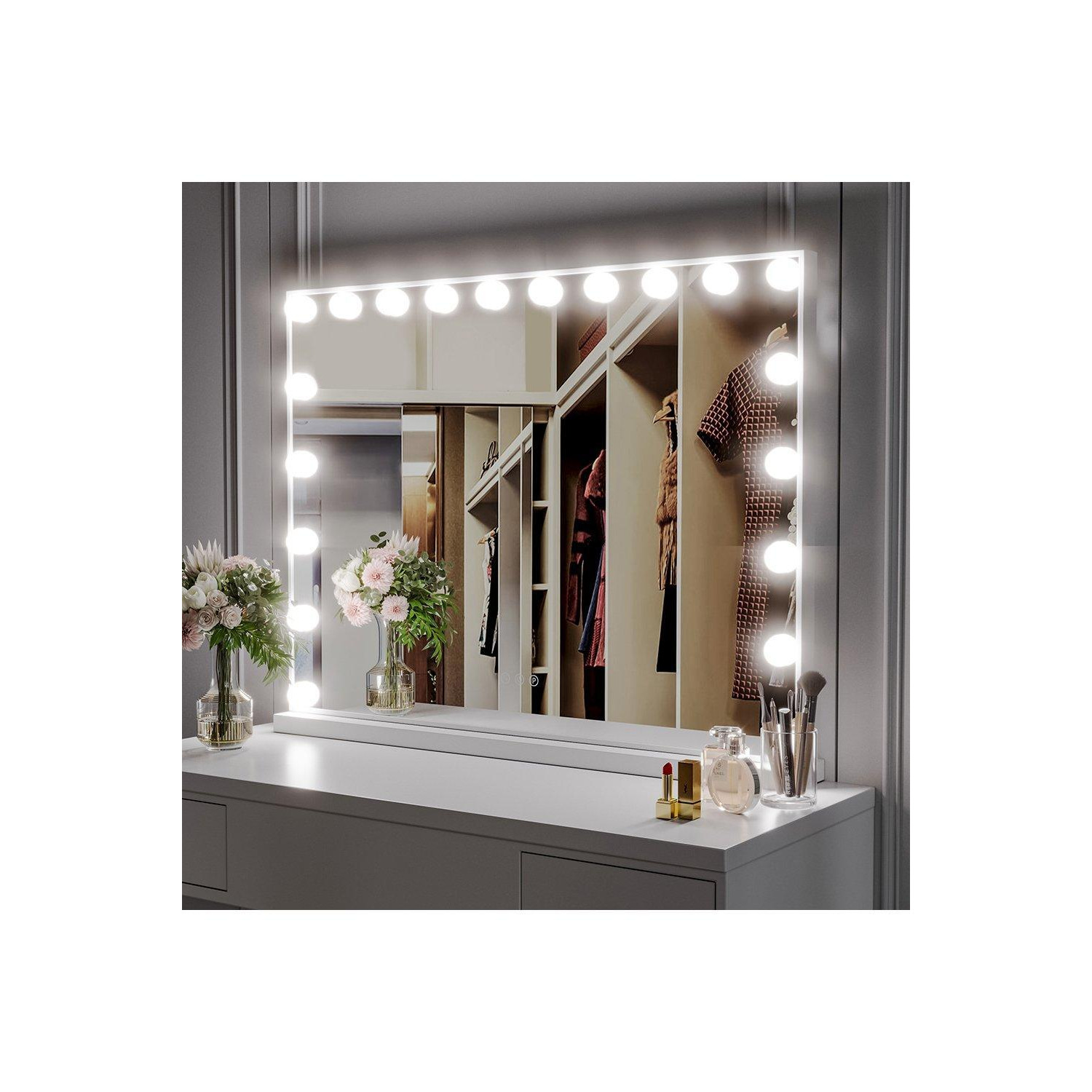 Crystal Edge Hollywood Vanity Mirror with 3 Color Light - image 1