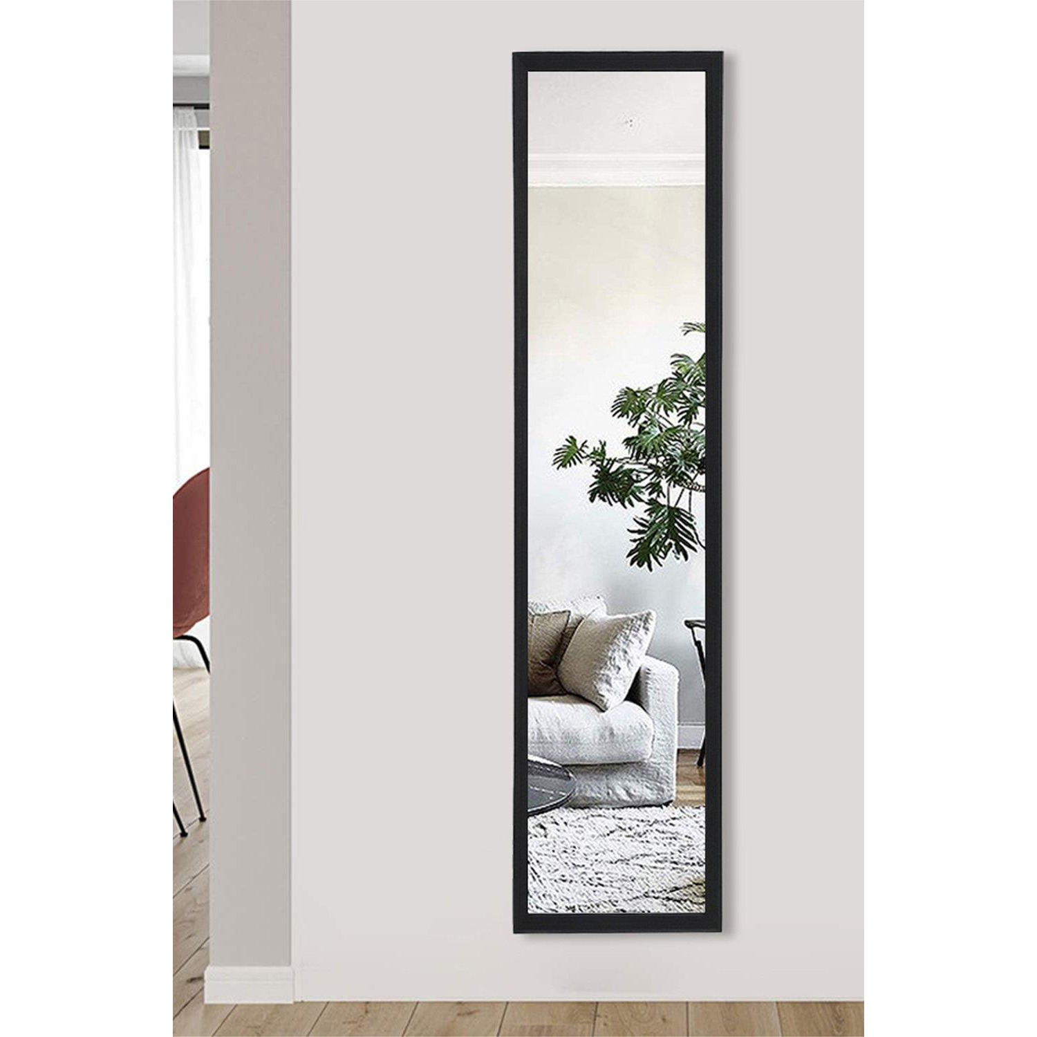 118cm x 28cm Wood Framed Rectangle Wall Mounted Mirror - image 1