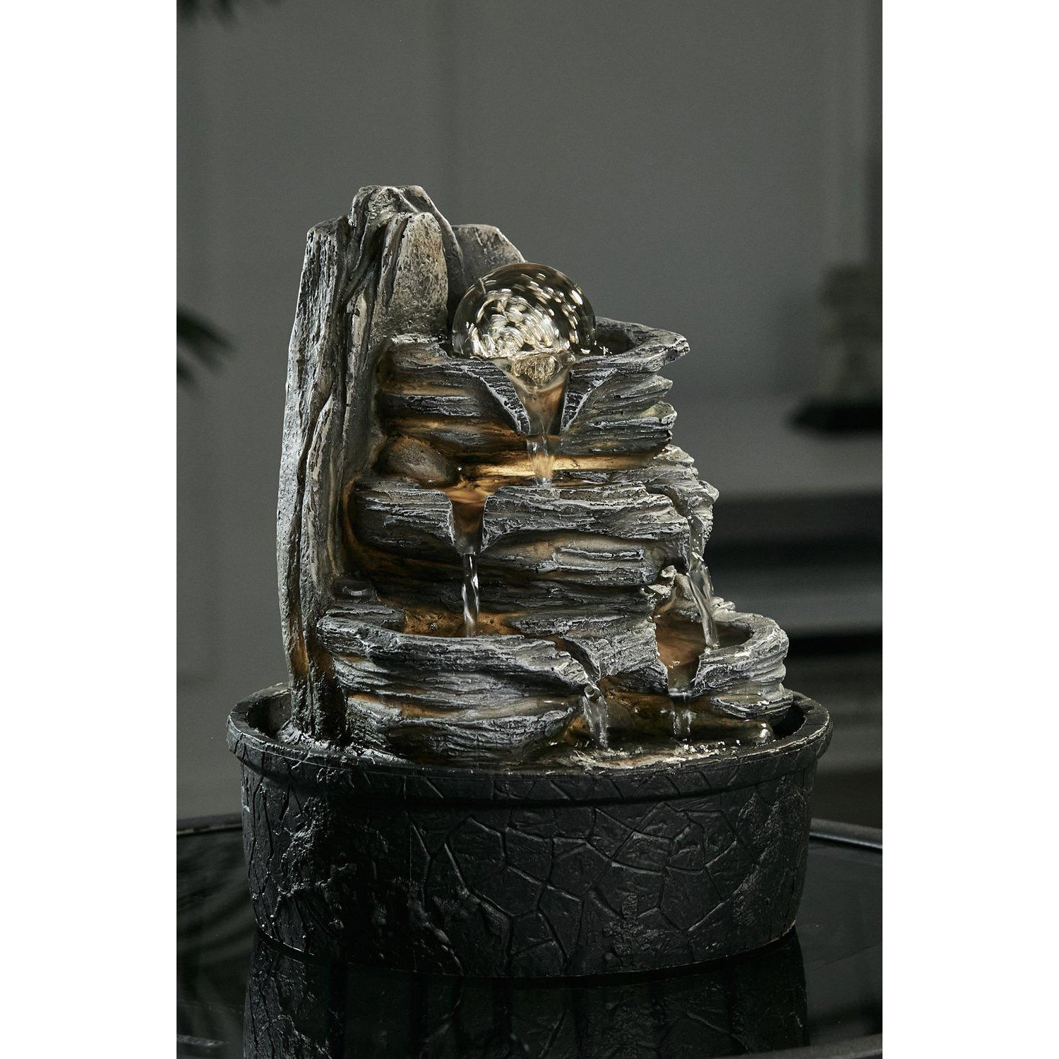 Tiered Rock Cascading Tabletop Water Fountain - image 1