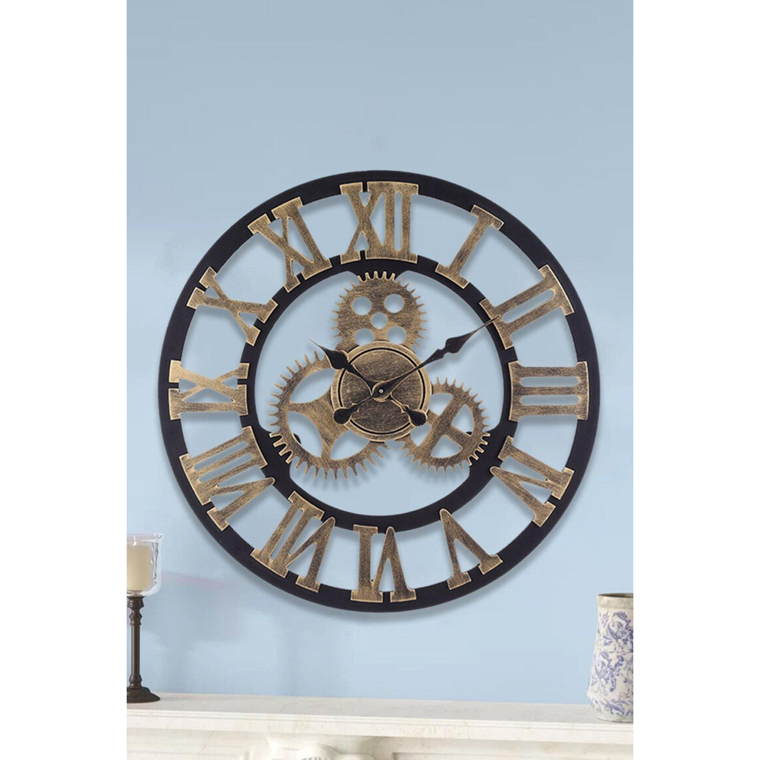 58cm Dia Industrial Gear Roman Numeral Wall Clock - image 1