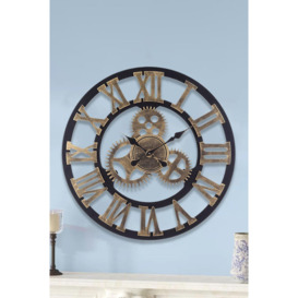 58cm Dia Industrial Gear Roman Numeral Wall Clock - thumbnail 1