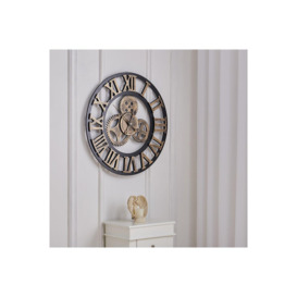 58cm Dia Industrial Gear Roman Numeral Wall Clock - thumbnail 2