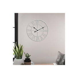 40cm Dia Round White Roman Numeral Skeleton Wall Clock with Black Needle - thumbnail 3