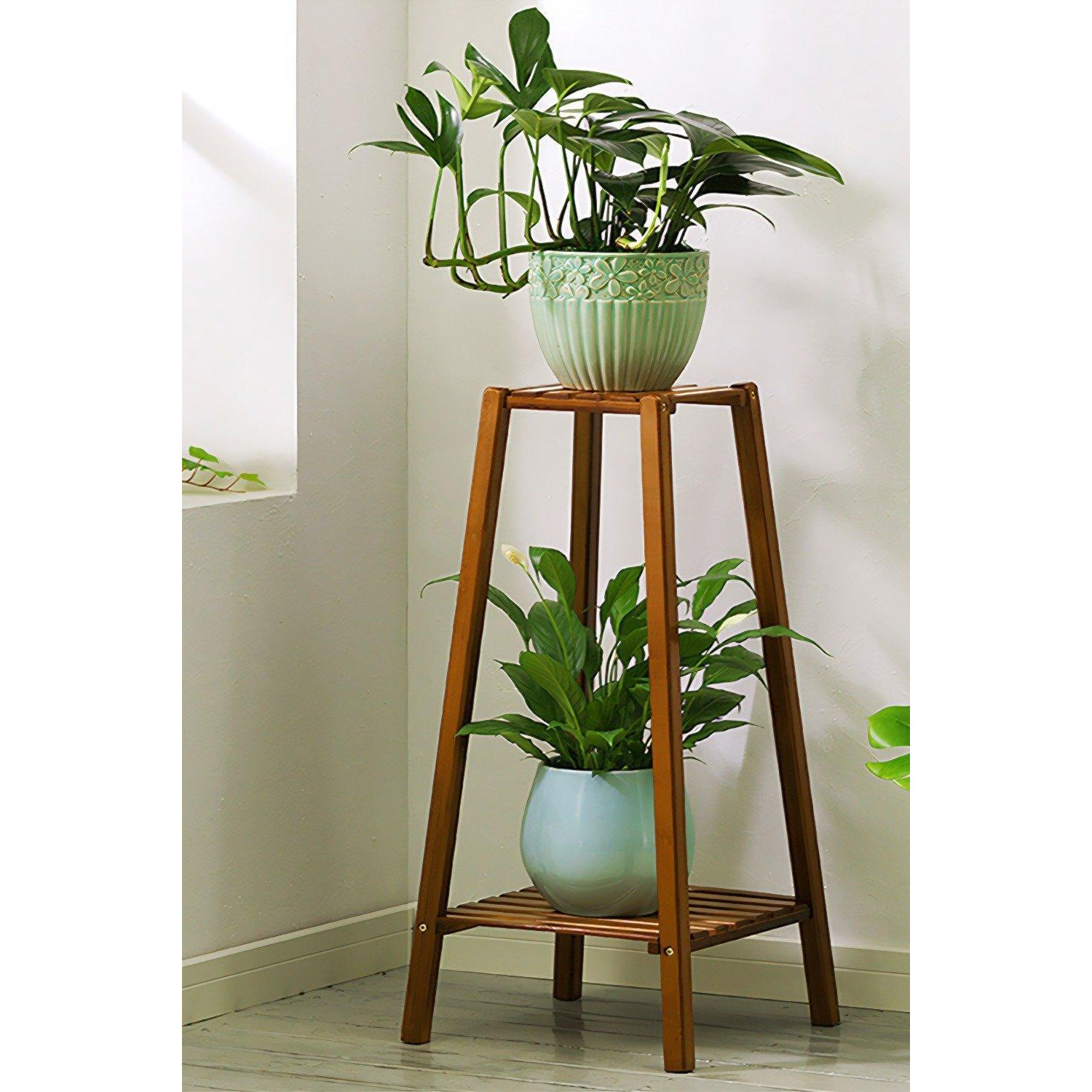 Vintage Tiered Indoor Plant Stand Solid Wood Display Shelf - image 1