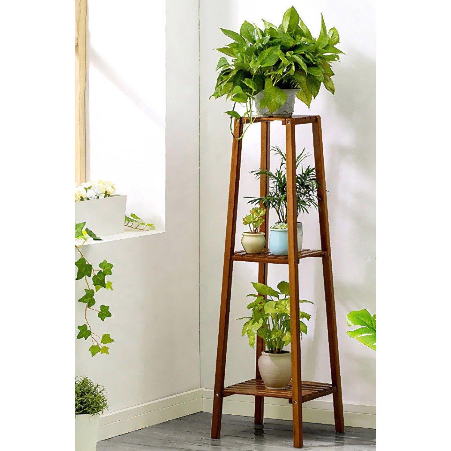 Vintage Tiered Indoor Plant Stand Solid Wood Display Shelf - image 1