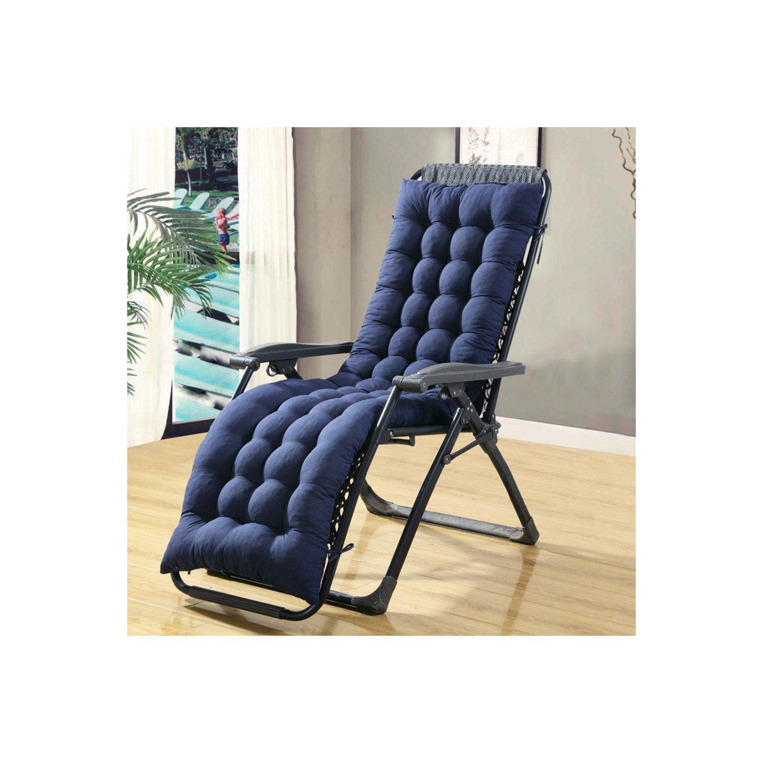 160cm W x 50cm D  Dark Blue Garden Lounger Seat Cushion - image 1