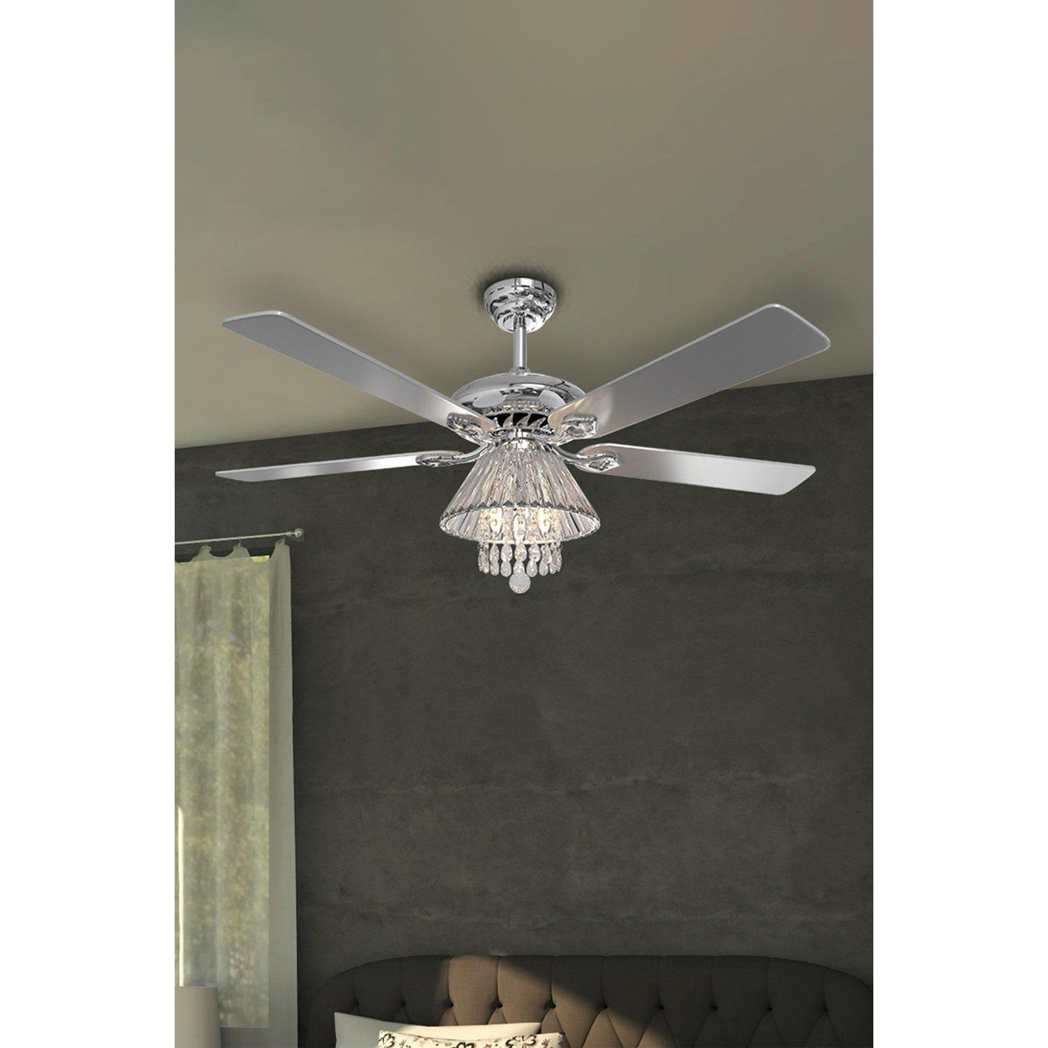 5 Blade Modern Crystal Ceiling Fan Light - image 1