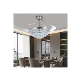 3 Blade Modern Crystal Ceiling Fan with LED Light - thumbnail 2