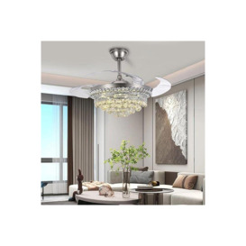 3 Blade Modern Crystal Ceiling Fan with LED Light - thumbnail 3