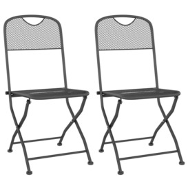 Folding Garden Chairs 2 pcs Expanded Metal Mesh Anthracite - thumbnail 2