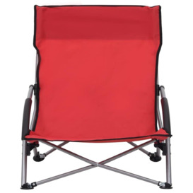 Folding Beach Chairs 2 pcs Red Fabric - thumbnail 3