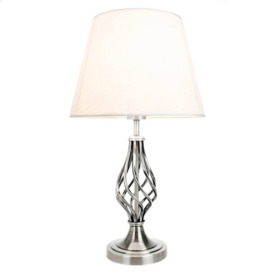 Traditional Table Lamp with Barley Twist Base and Linen Shade