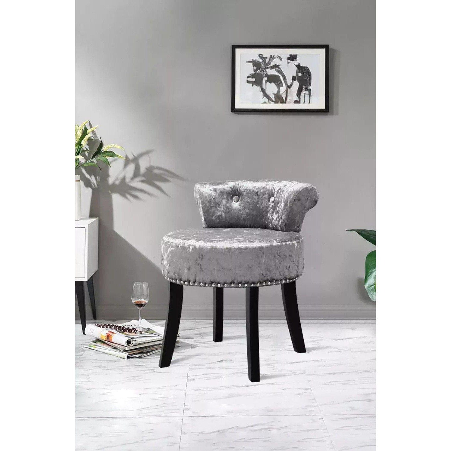 Ice Velvet Upholstery Make Up Chair Dressing Footstool - image 1