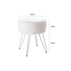 Soft Fluffy White Low Chair Dressing Footstool with Metal Leg - thumbnail 2