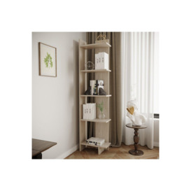 5 Tier Regin Wood Corner Bookcase Modern Unit Book shelf - thumbnail 2