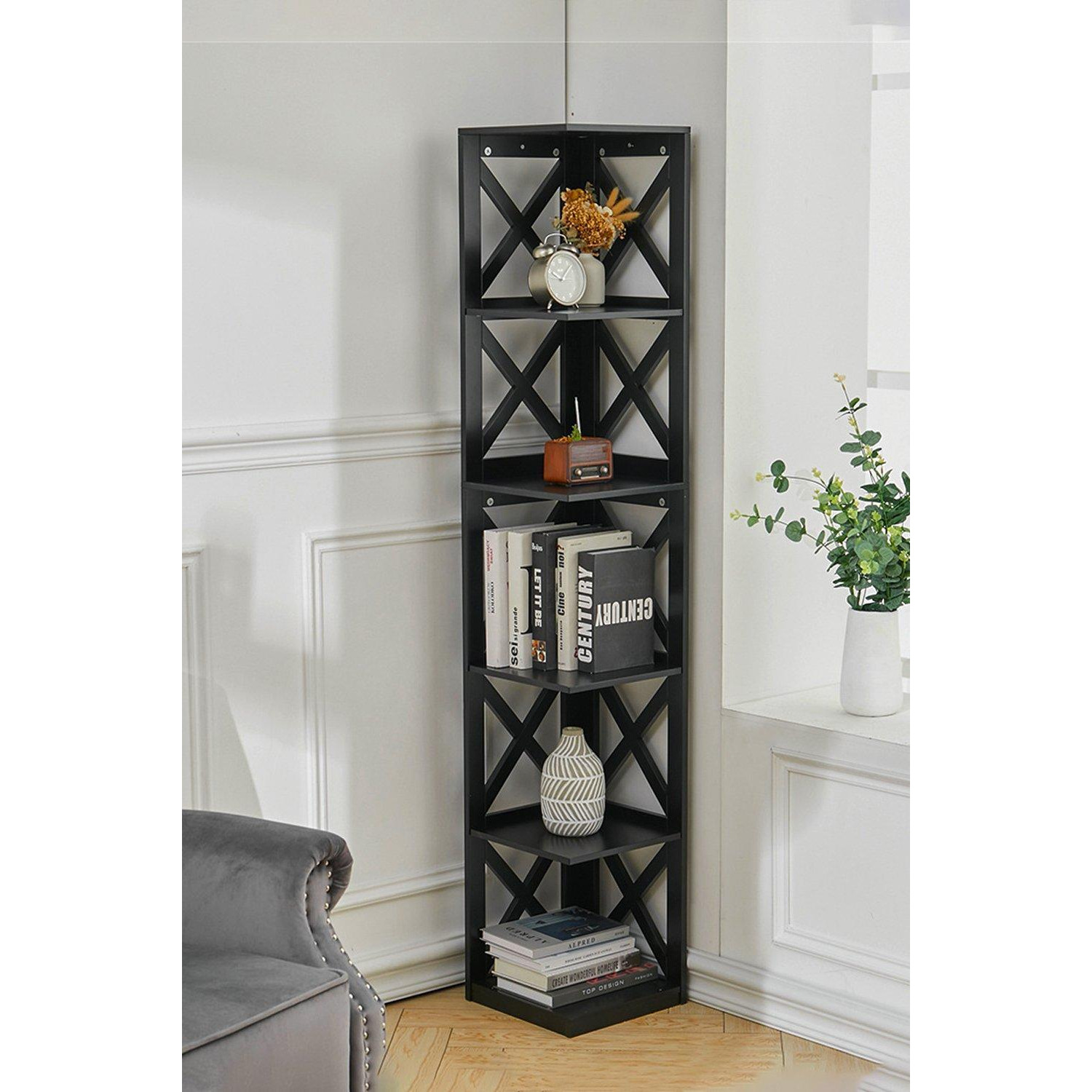 5 Tier Corner Shelf Standing Bookcase - image 1