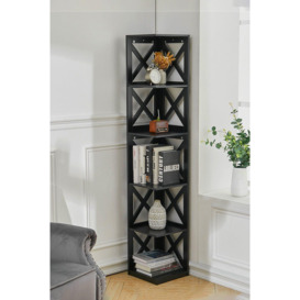 5 Tier Corner Shelf Standing Bookcase - thumbnail 1