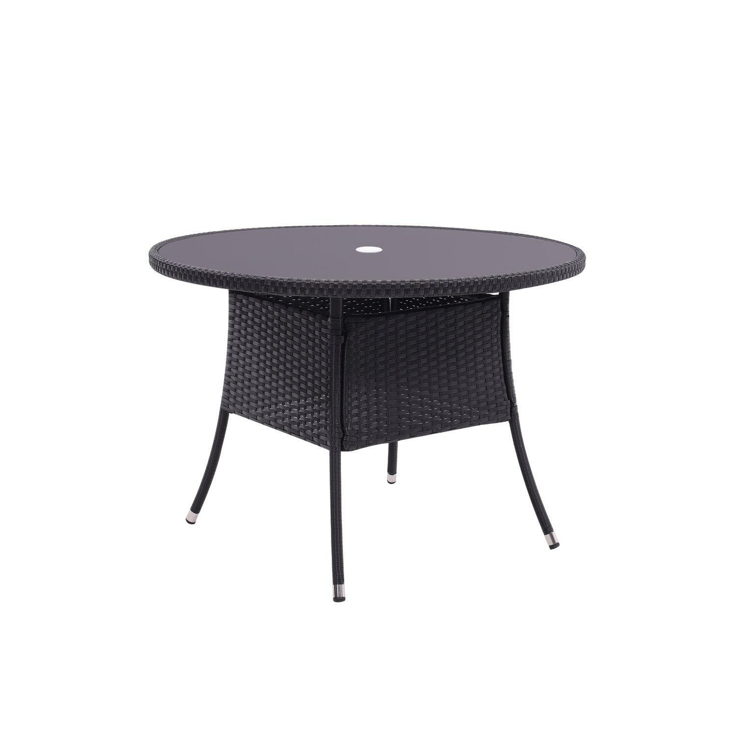 Round Wicker Garden Dining Table With Parasol Hole - image 1