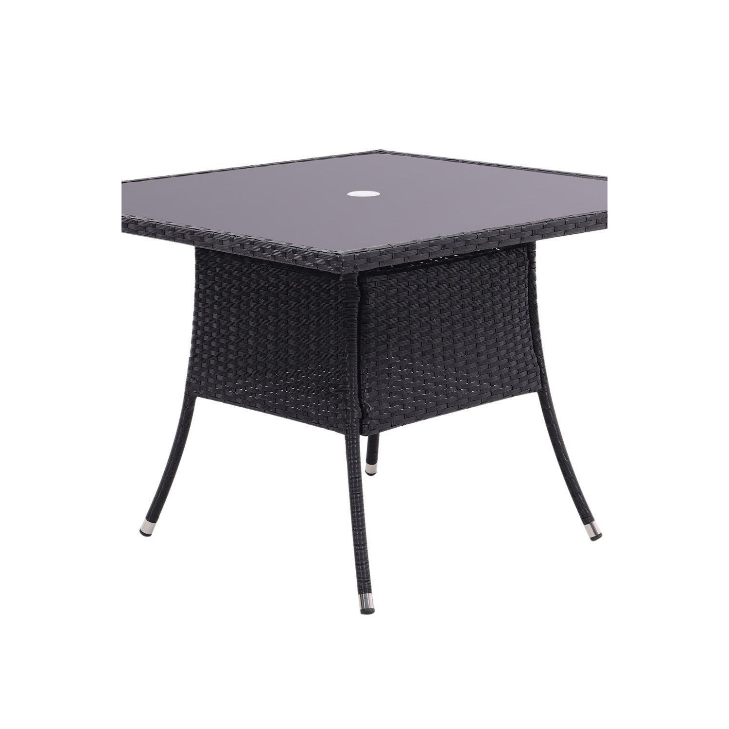 Square Wicker Garden Dining Table With Parasol Hole - image 1