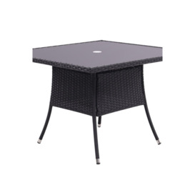Square Wicker Garden Dining Table With Parasol Hole - thumbnail 1