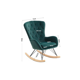 Green Modern Diamond Check Tufted Velvet Rocking Chair - thumbnail 3