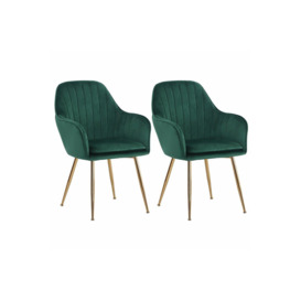 2Pcs Modern Velvet Upholstered Dining Chairs - thumbnail 1