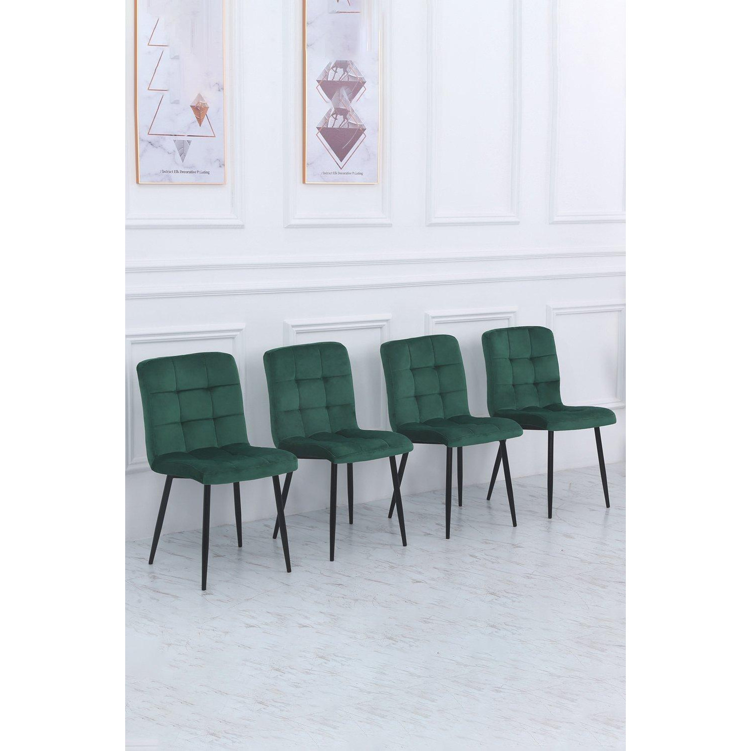4Pcs Modern Frosted Velvet Dining Chairs - image 1
