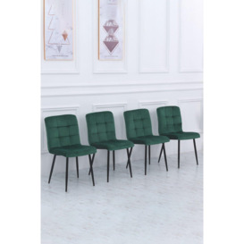 4Pcs Modern Frosted Velvet Dining Chairs - thumbnail 1