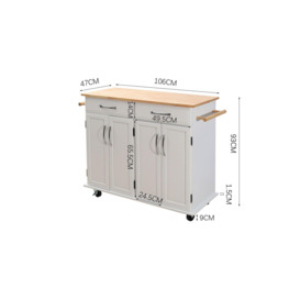 106cm W x 93cm H White Kitchen Catering Trolley with 2-Tier Cabinet x 2 , 2 Drawers - thumbnail 2