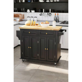 106cm W x 93cm H Black Kitchen Catering Trolley with 4 Doors and 2 Drawers - thumbnail 1