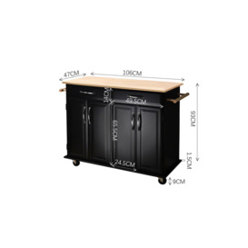 106cm W x 93cm H Black Kitchen Catering Trolley with 4 Doors and 2 Drawers - thumbnail 3