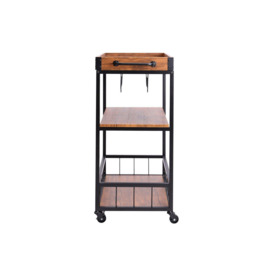 3 Tier Wooden Food Serving Wine Trolley - thumbnail 3