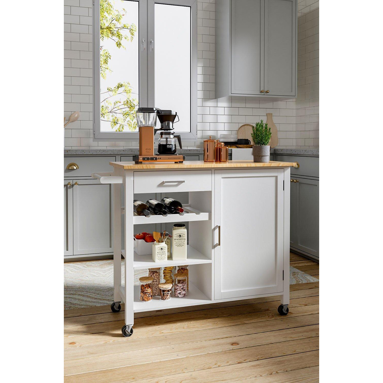 Kitchen Island Trolley with Drawer , Cabinet & 3-Tier Shelves - image 1