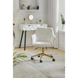Velvet Upholstered Home Office Swivel Chair - thumbnail 1