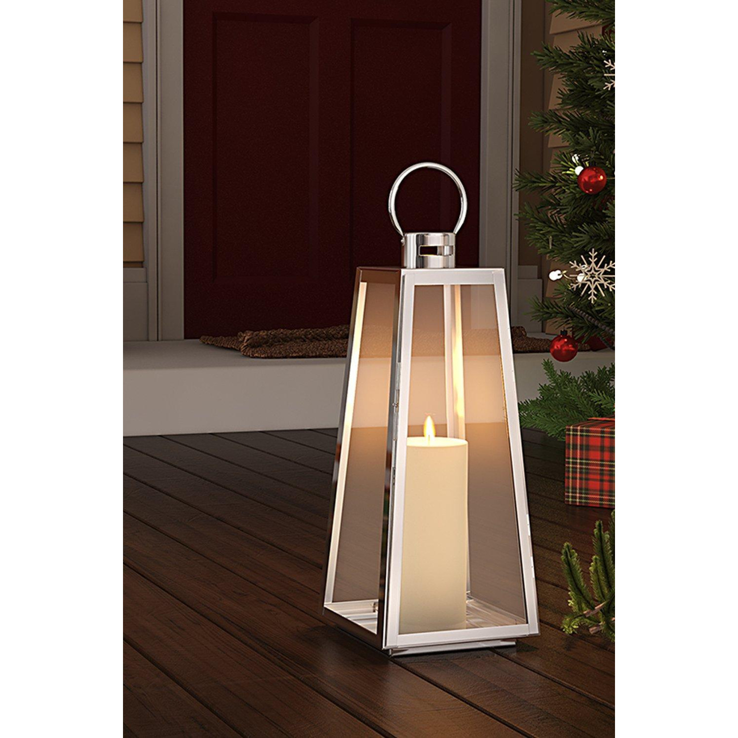 54cm H Stainless Steel Tapered Lantern Candle Holder - image 1