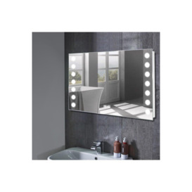 Bathroom Horizontal LED Anti-Fog Mirror with Sensor Switch and Clock - thumbnail 2