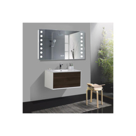 Bathroom Horizontal LED Anti-Fog Mirror with Sensor Switch and Clock - thumbnail 3