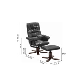 Black PU Leather Adjustable Swivel Recliner with Footstool - thumbnail 3